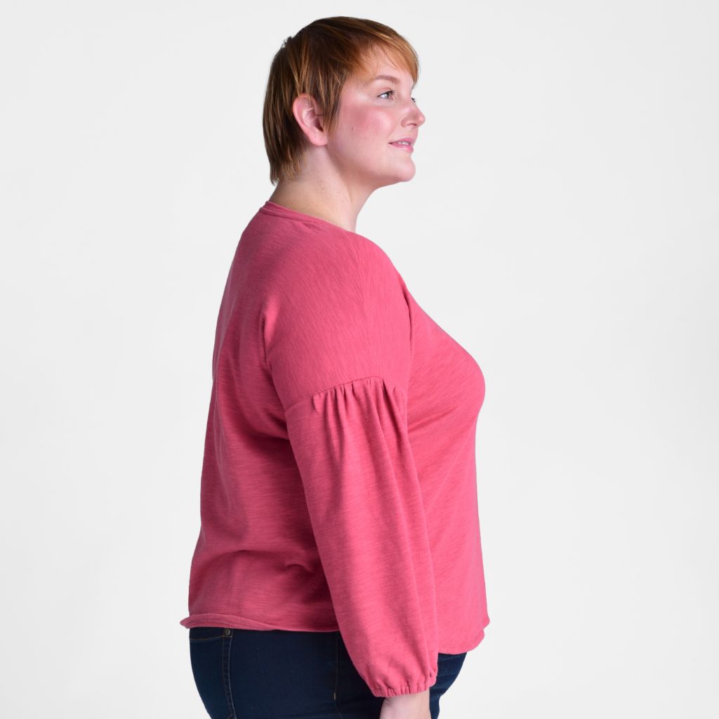 Christopher & Banks Lantern Sleeve Jewel Neck Top