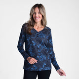 Christopher & Banks Paisley Print Long Sleeve V Neck Tee