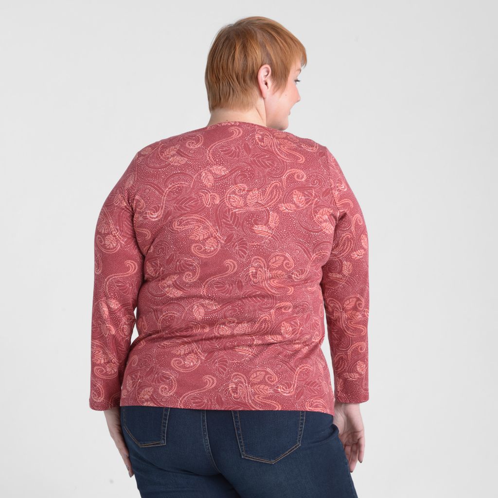 Christopher & Banks Paisley Print Long Sleeve V Neck Tee