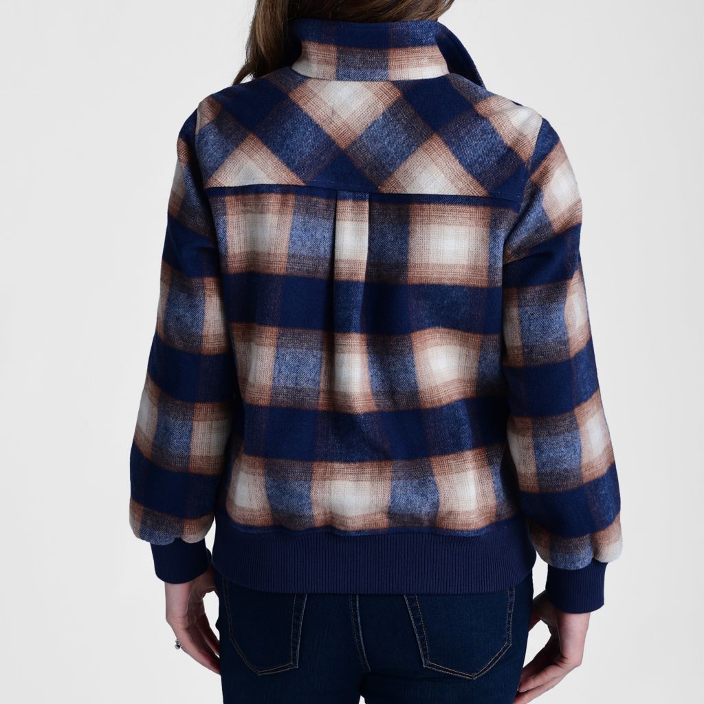 Christopher & Banks Plaid Snap Front Bomber Jacket