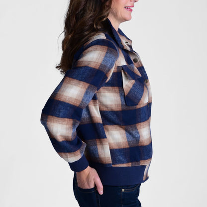 Christopher & Banks Plaid Snap Front Bomber Jacket