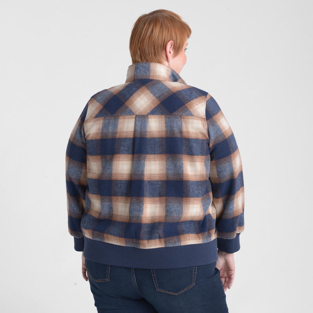Christopher & Banks Plaid Snap Front Bomber Jacket