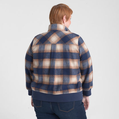 Christopher & Banks Plaid Snap Front Bomber Jacket