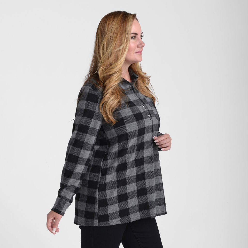 Christopher & Banks Plaid Long Sleeve Collared Tunic
