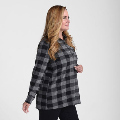 Christopher & Banks Plaid Long Sleeve Collared Tunic