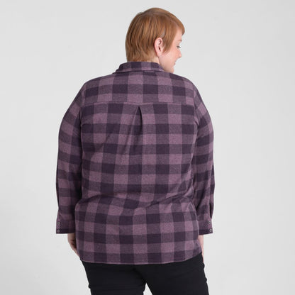 Christopher & Banks Plaid Long Sleeve Collared Tunic