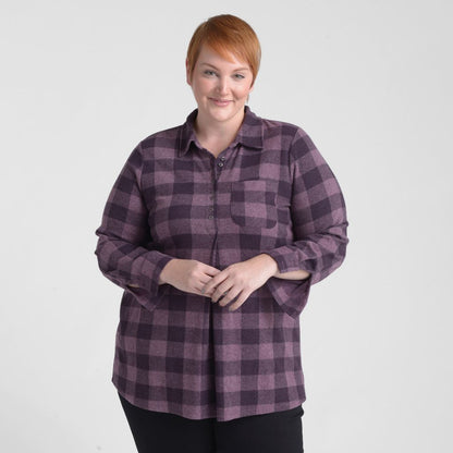 Christopher & Banks Plaid Long Sleeve Collared Tunic