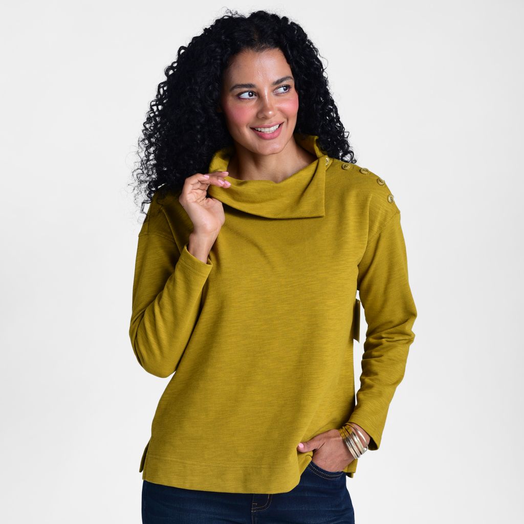 Christopher & Banks Split Collar Button Shoulder Top