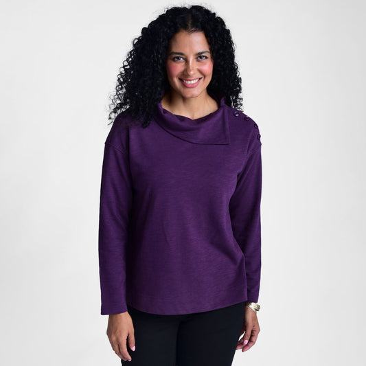 Christopher & Banks Split Collar Button Shoulder Top