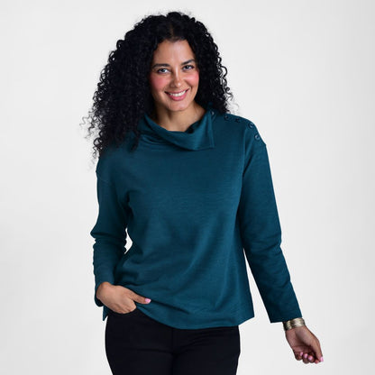 Christopher & Banks Split Collar Button Shoulder Top