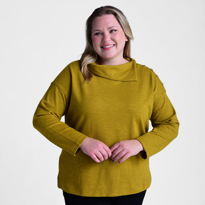 Christopher & Banks Split Collar Button Shoulder Top