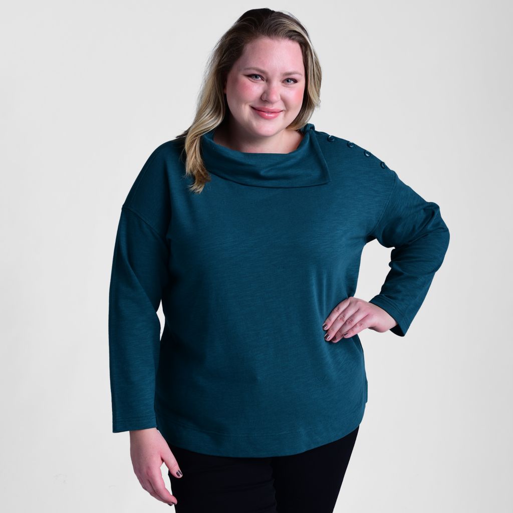 Christopher & Banks Split Collar Button Shoulder Top