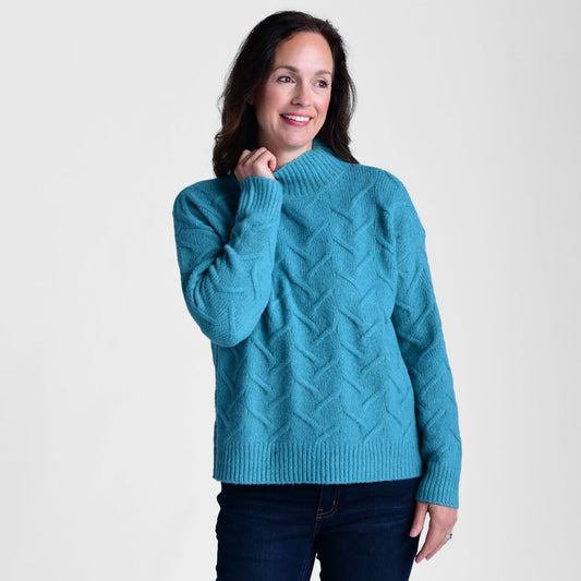 Christopher & Banks Cable Knit Mock Neck Sweater