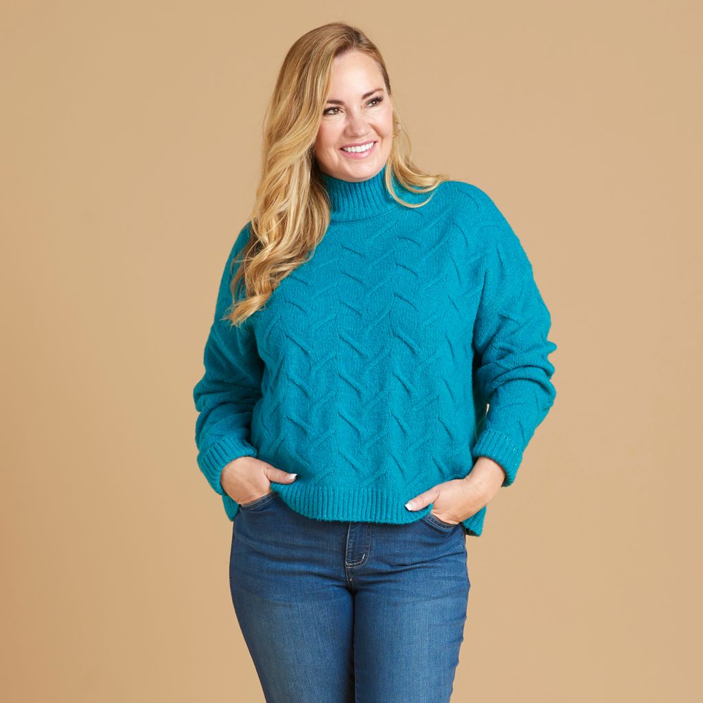 Christopher & Banks Cable Knit Mock Neck Sweater