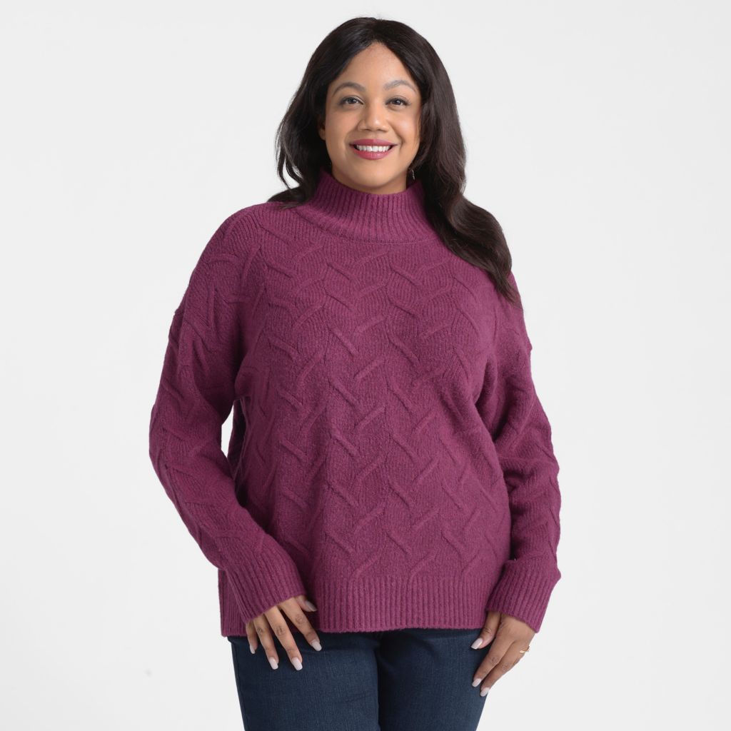 Christopher & Banks Cable Knit Mock Neck Sweater