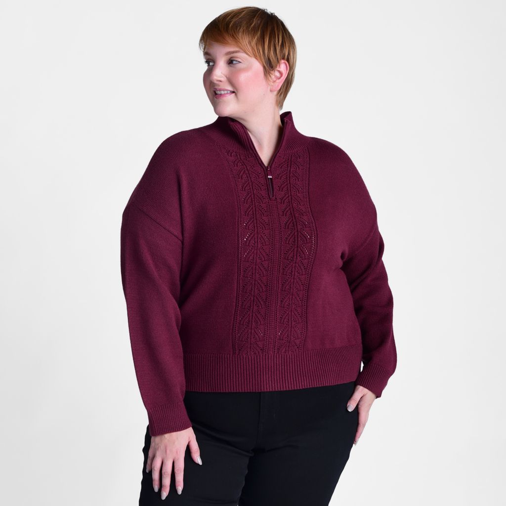 Christopher & Banks Pointelle Half Zip Sweater