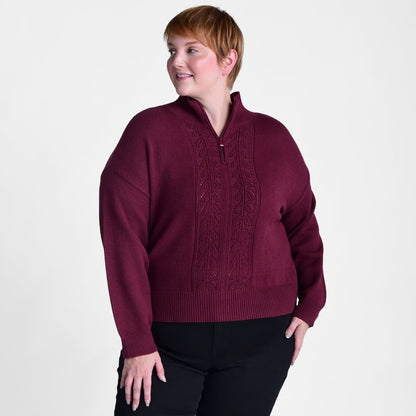 Christopher & Banks Pointelle Half Zip Sweater