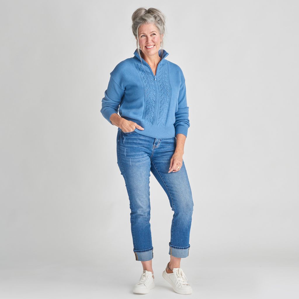 Christopher & Banks Pointelle Half Zip Sweater