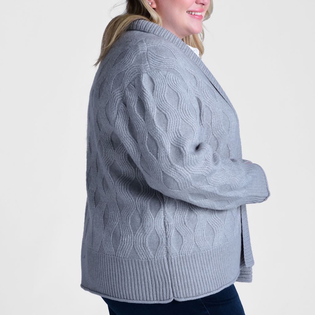 Christopher & Banks Ribbed Trim Open Front Cardigan