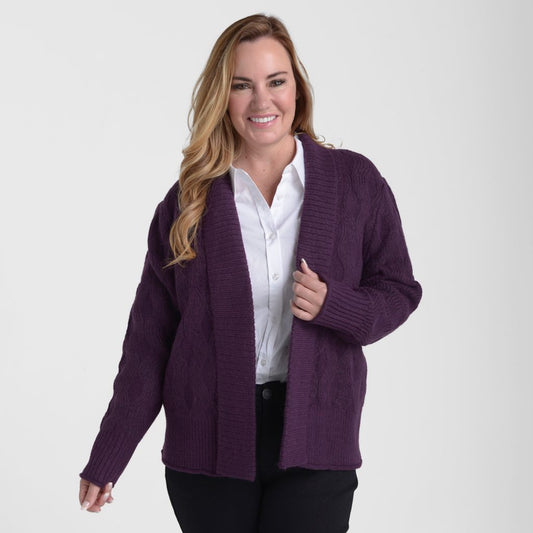 Christopher & Banks Ribbed Trim Open Front Cardigan