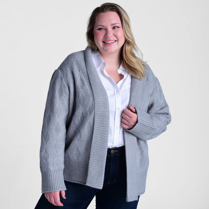 Christopher & Banks Ribbed Trim Open Front Cardigan