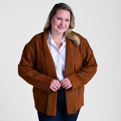 Christopher & Banks Ribbed Trim Open Front Cardigan