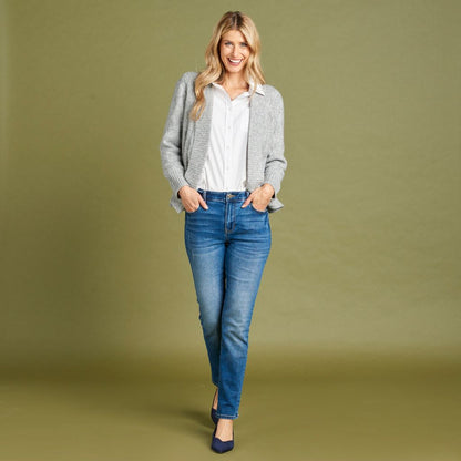 Christopher & Banks Ribbed Trim Open Front Cardigan