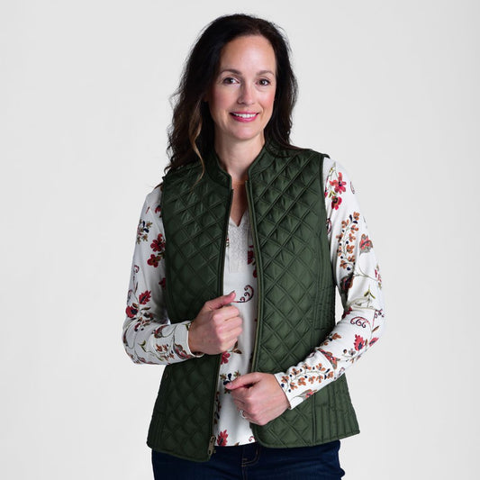 Christopher & Banks Mixed Quilting Zip Front Vest