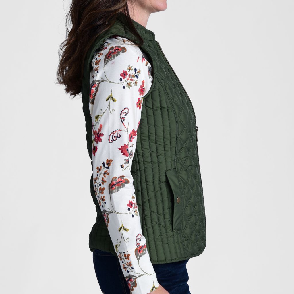 Christopher & Banks Mixed Quilting Zip Front Vest