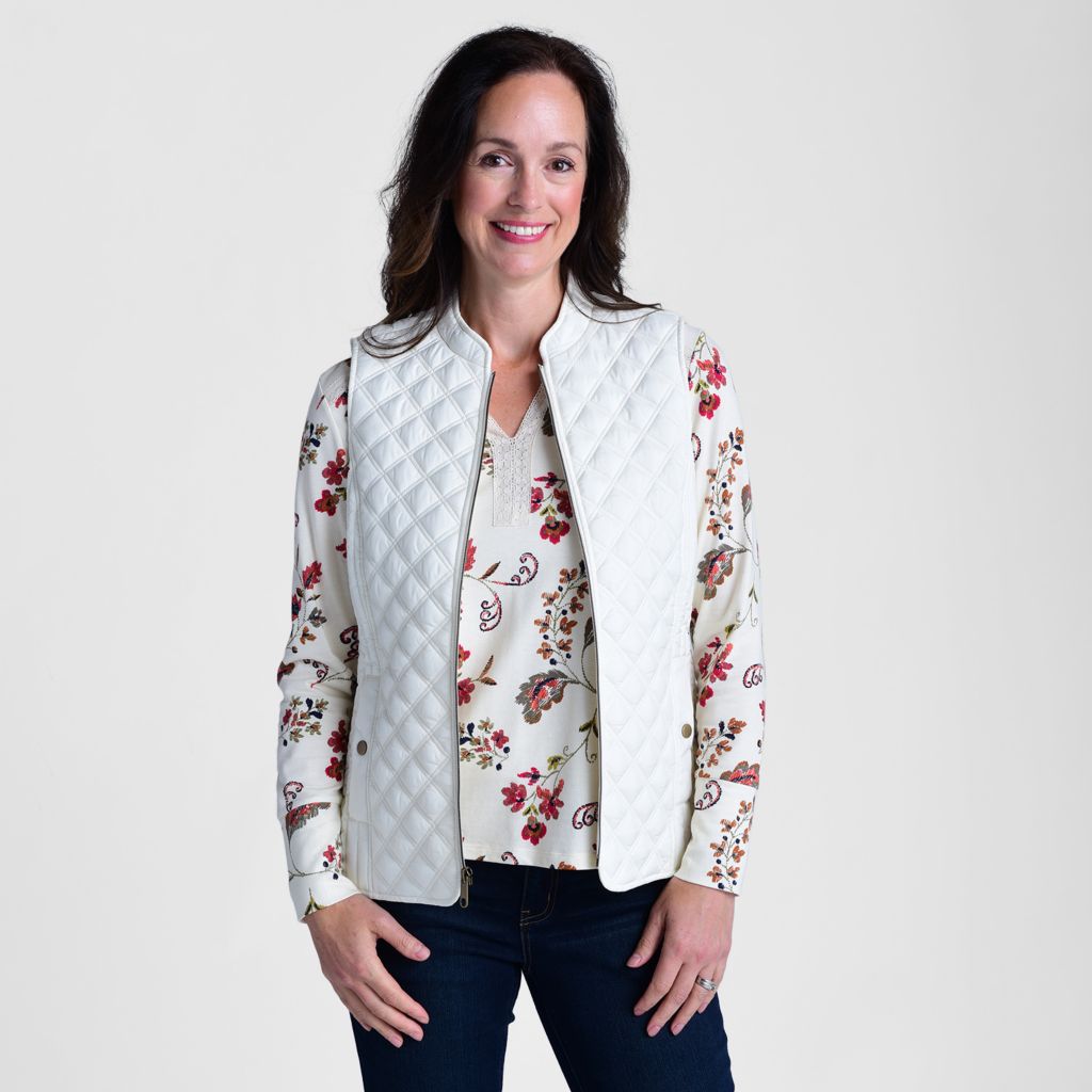 Christopher & Banks Mixed Quilting Zip Front Vest