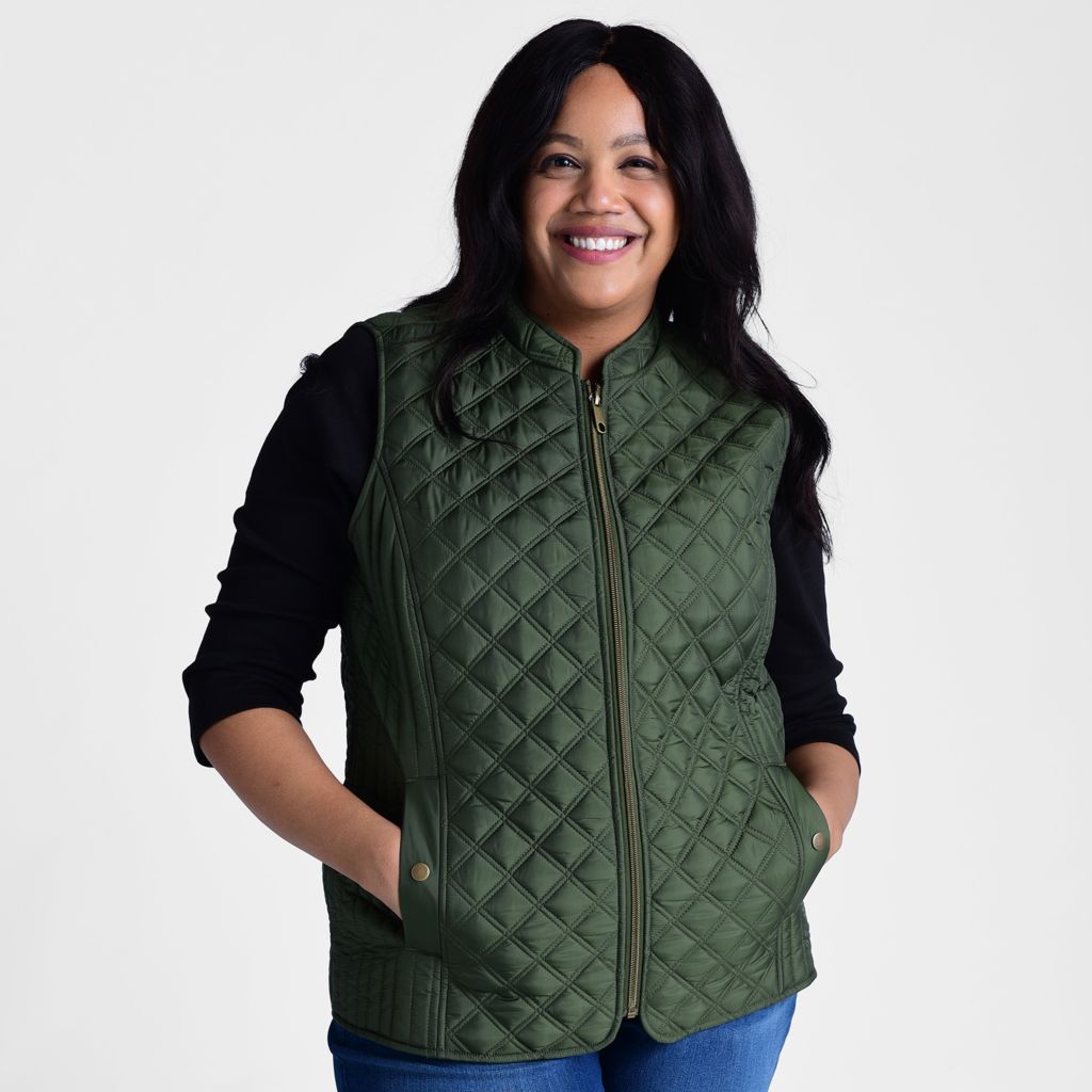 Christopher & Banks Mixed Quilting Zip Front Vest
