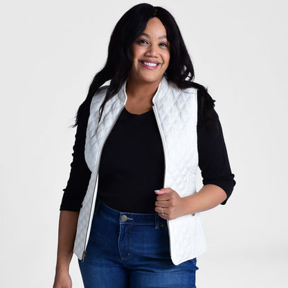 Christopher & Banks Mixed Quilting Zip Front Vest