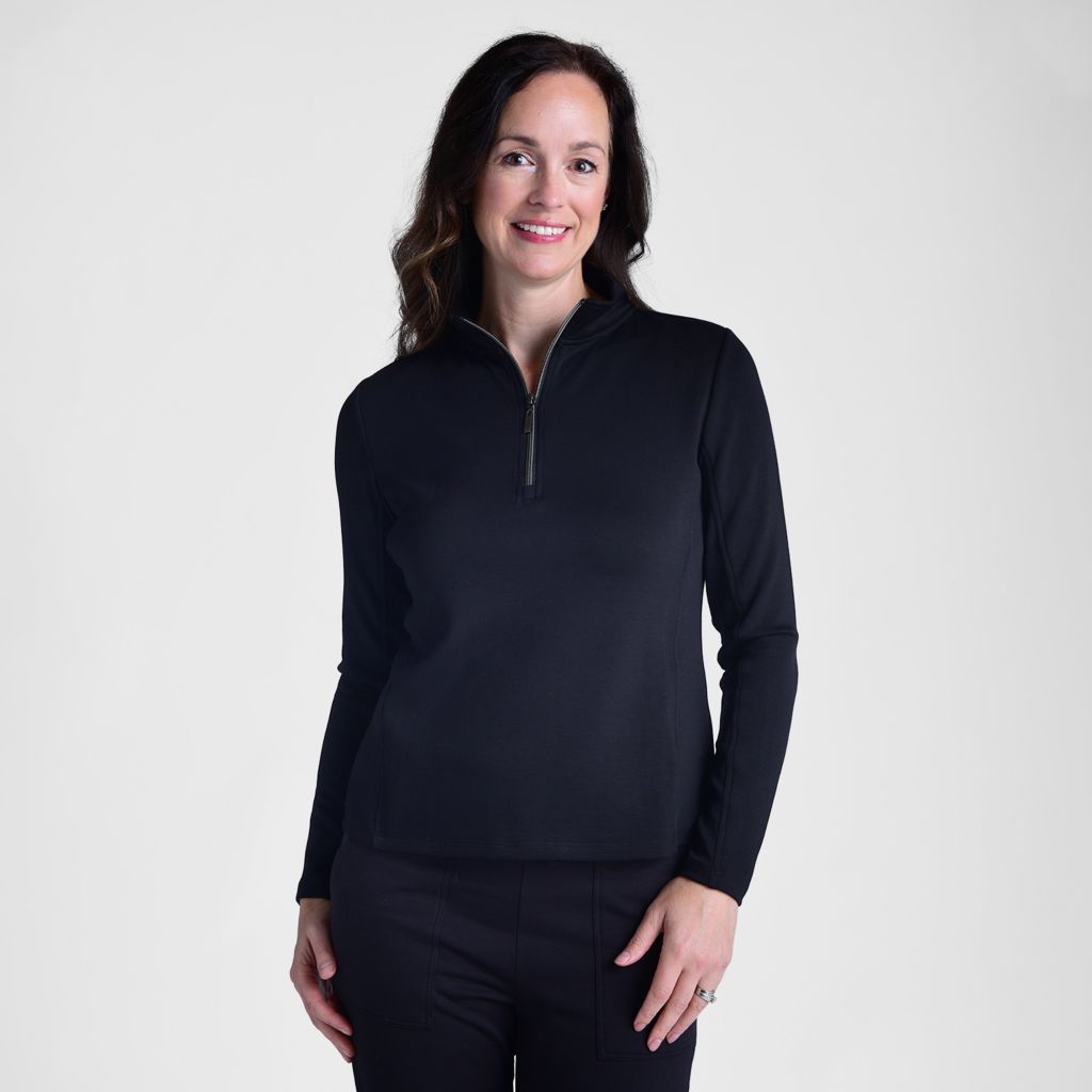 Christopher & Banks Relaxed Restyled Quarter Zip Mock Neck Top