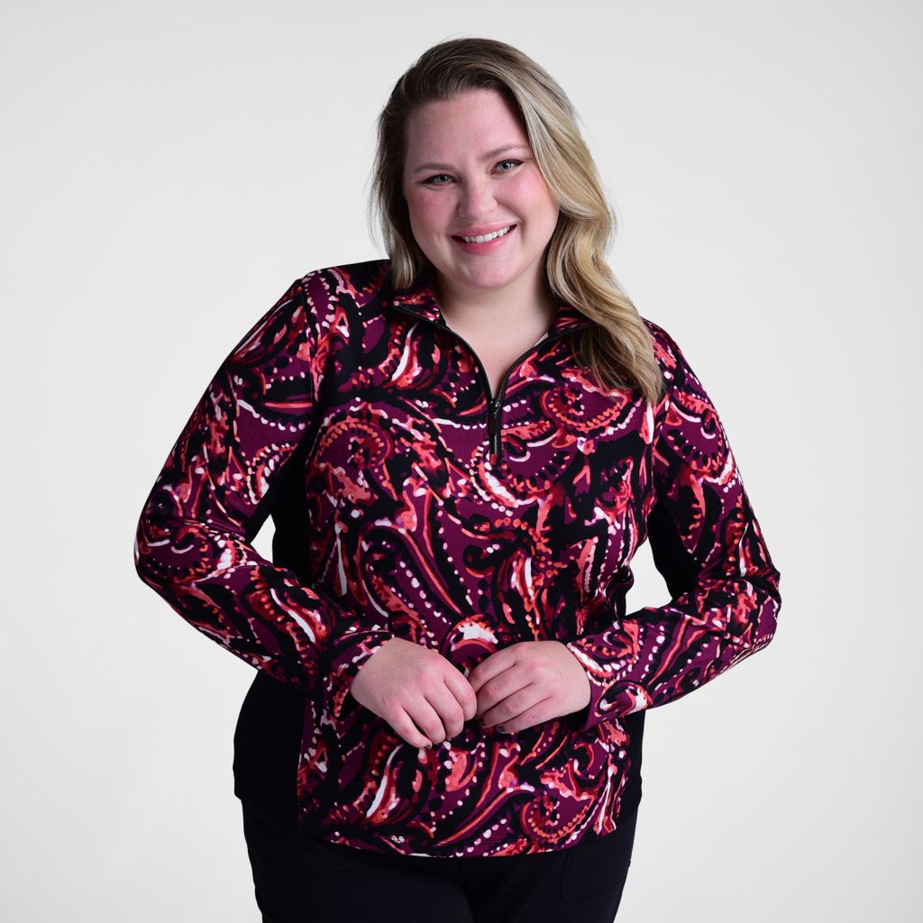 Christopher & Banks Relaxed Restyled Quarter Zip Mock Neck Top