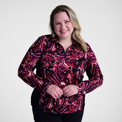 Christopher & Banks Relaxed Restyled Quarter Zip Mock Neck Top