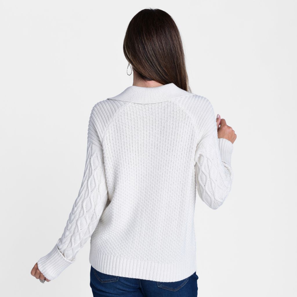 Christopher & Banks Cable Knit Collared Pullover