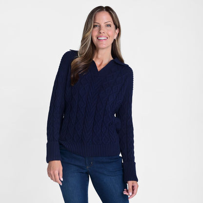 Christopher & Banks Cable Knit Collared Pullover