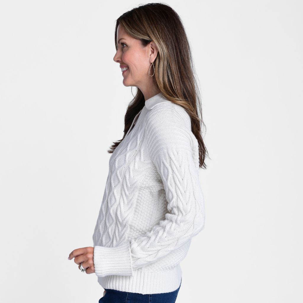 Christopher & Banks Cable Knit Collared Pullover