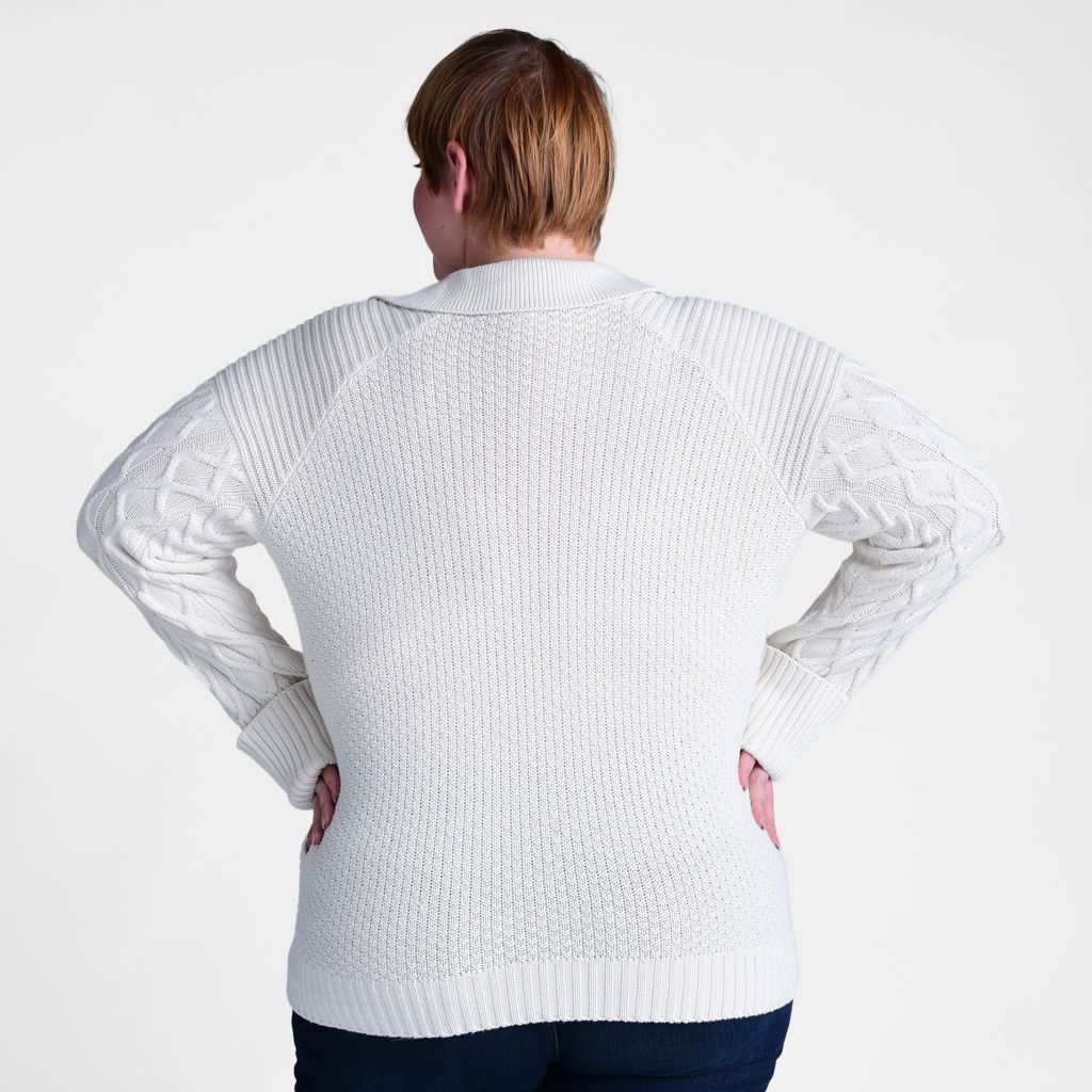 Christopher & Banks Cable Knit Collared Pullover