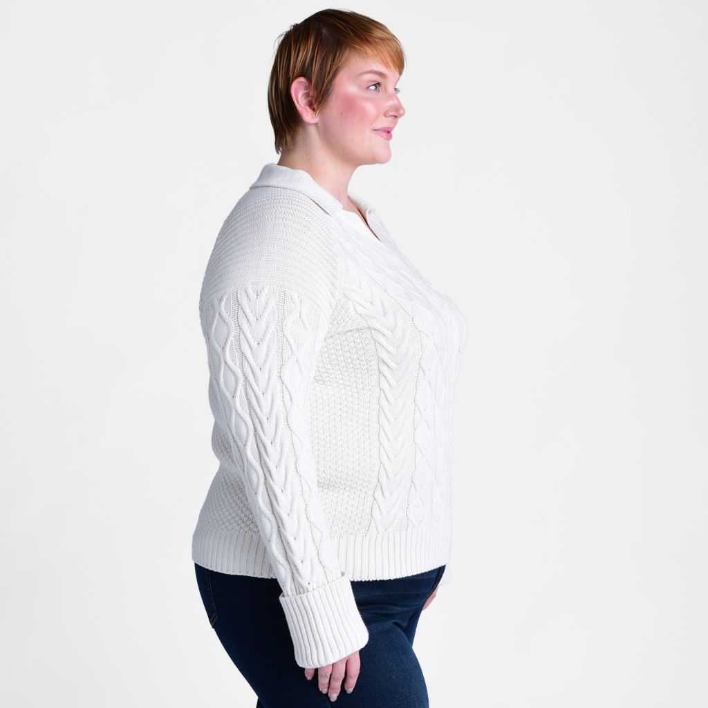 Christopher & Banks Cable Knit Collared Pullover