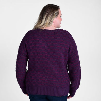 Christopher & Banks Pointelle Stripe Long Sleeve V Neck Sweater