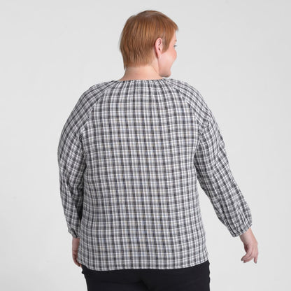 Christopher & Banks Lightweight Plaid Long Sleeve Blouse