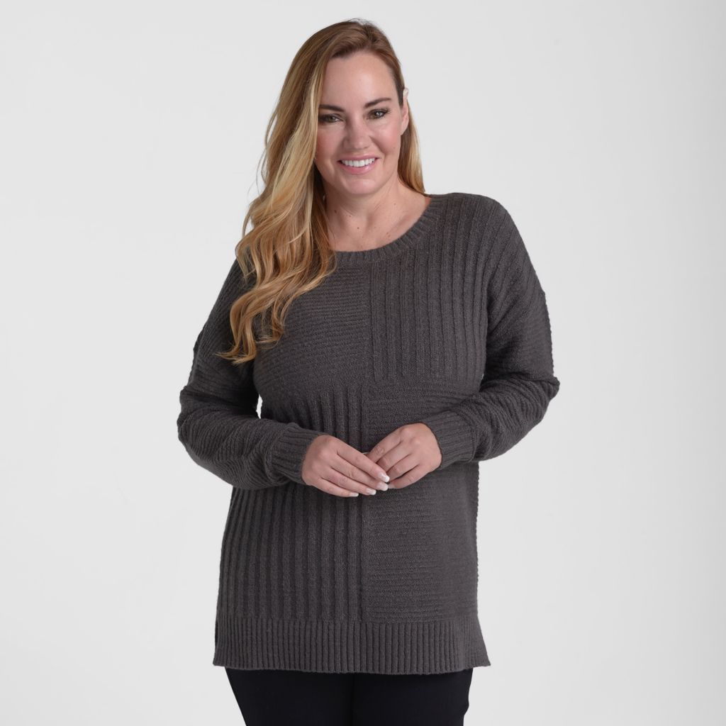 Christopher & Banks Blocked Rib Side Slit Tunic Sweater