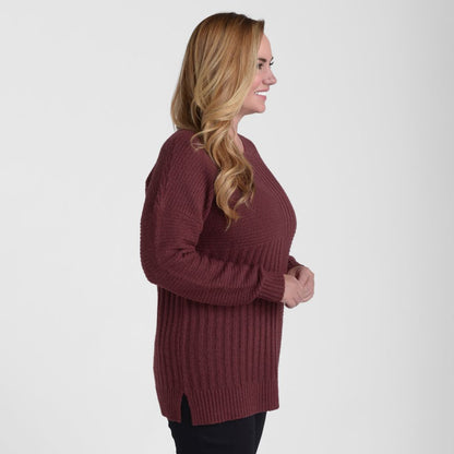 Christopher & Banks Blocked Rib Side Slit Tunic Sweater