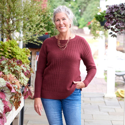 Christopher & Banks Blocked Rib Side Slit Tunic Sweater