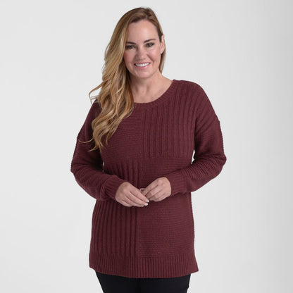 Christopher & Banks Blocked Rib Side Slit Tunic Sweater