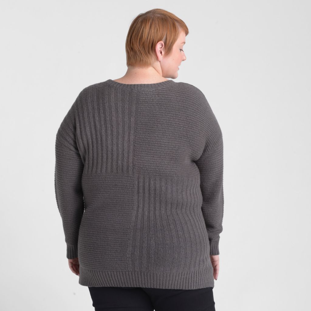 Christopher & Banks Blocked Rib Side Slit Tunic Sweater