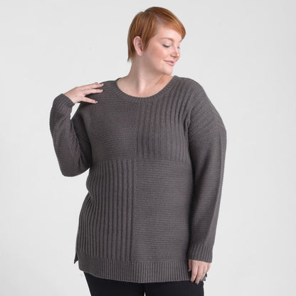 Christopher & Banks Blocked Rib Side Slit Tunic Sweater