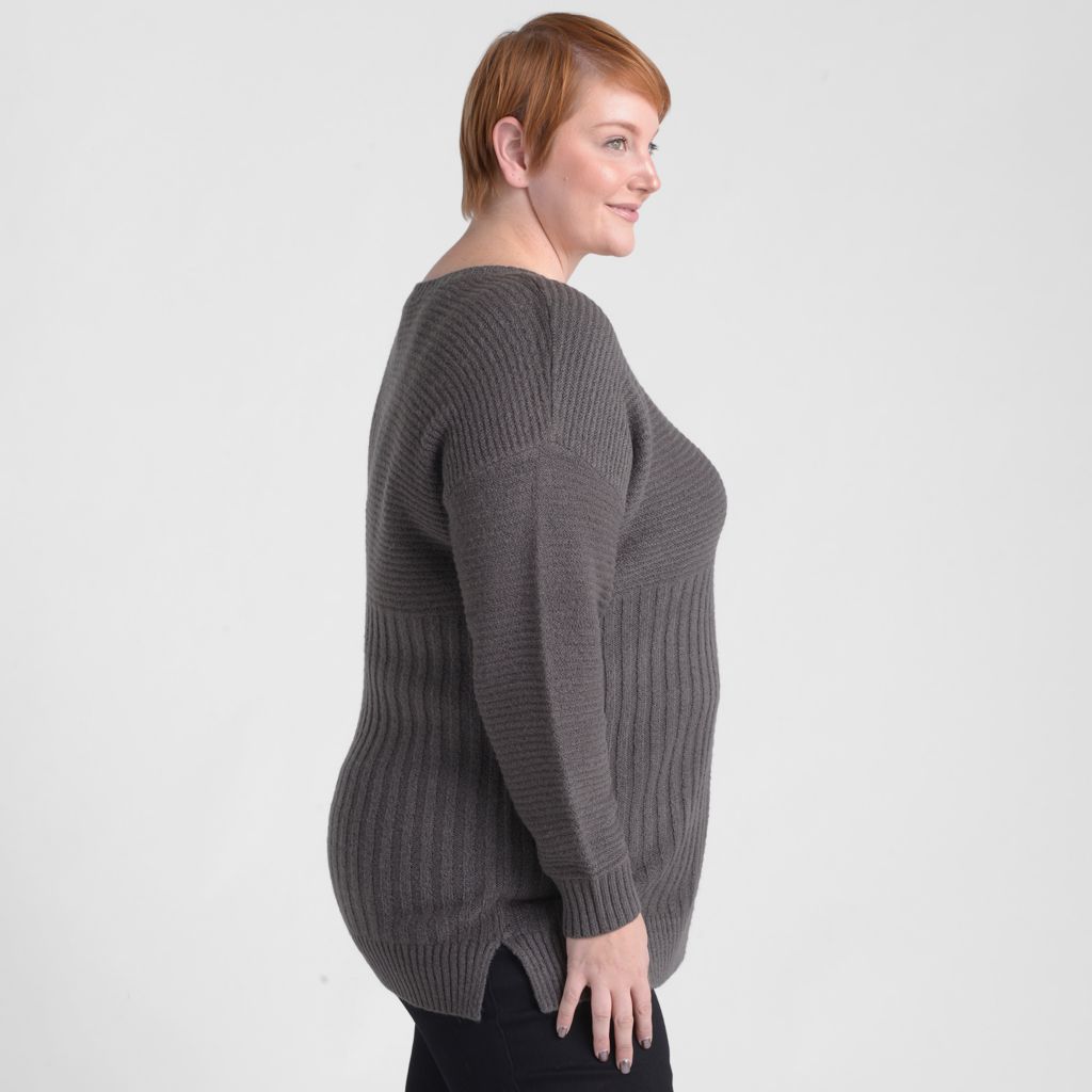 Christopher & Banks Blocked Rib Side Slit Tunic Sweater