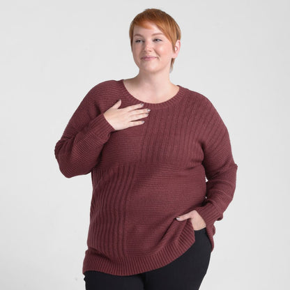 Christopher & Banks Blocked Rib Side Slit Tunic Sweater